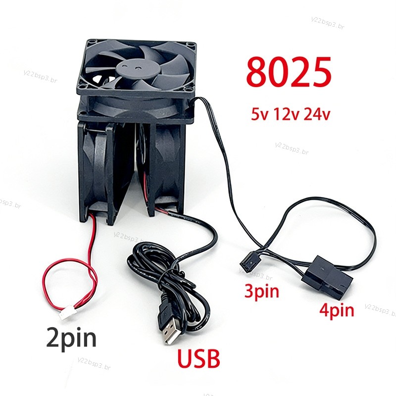8025 80x80x25mm DC Ventilador De Resfriamento Sem Escova Rolamento De Óleo 5V 12V 24V Cooler Silencioso Para PC Case CPU