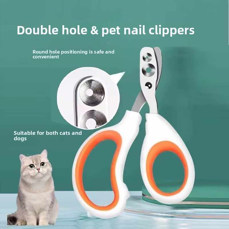 Tesoura cega pequena para animais de estimação com furo duplo Cortador de unhas especial para gatos