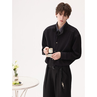 CHICERRO Sicilian Roupas Masculinas Negócios Estilo Minimalista Falso Camisa de Gola Alta de Duas Peças Meninos Desgaste