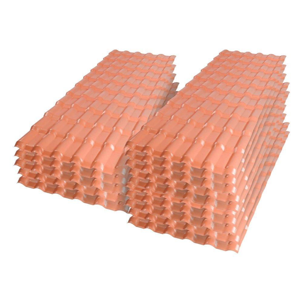 Kit com 15 Telhas PVC Plan Afort Terracota 2,42x0,88m 6 Ondas