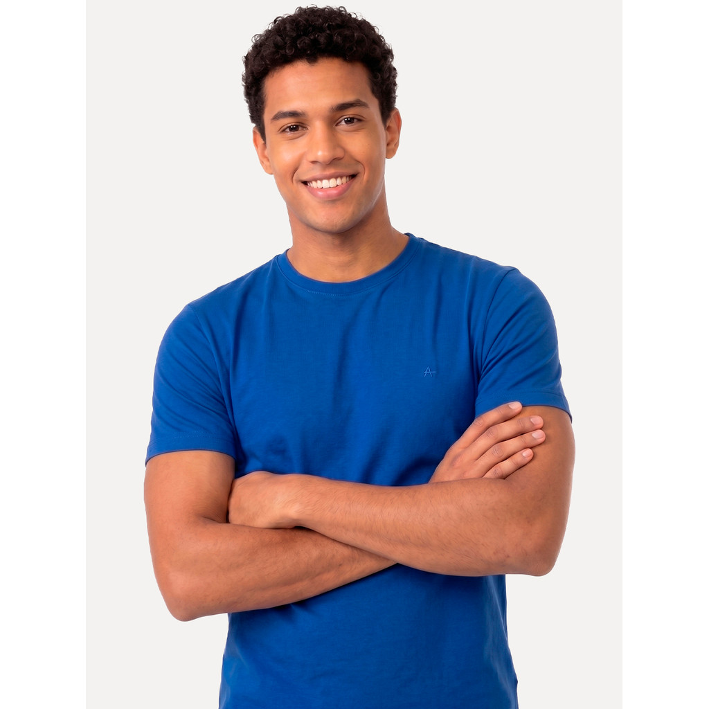 Camiseta Aramis Masculina Basic Lisa Mono Icon Original Azul