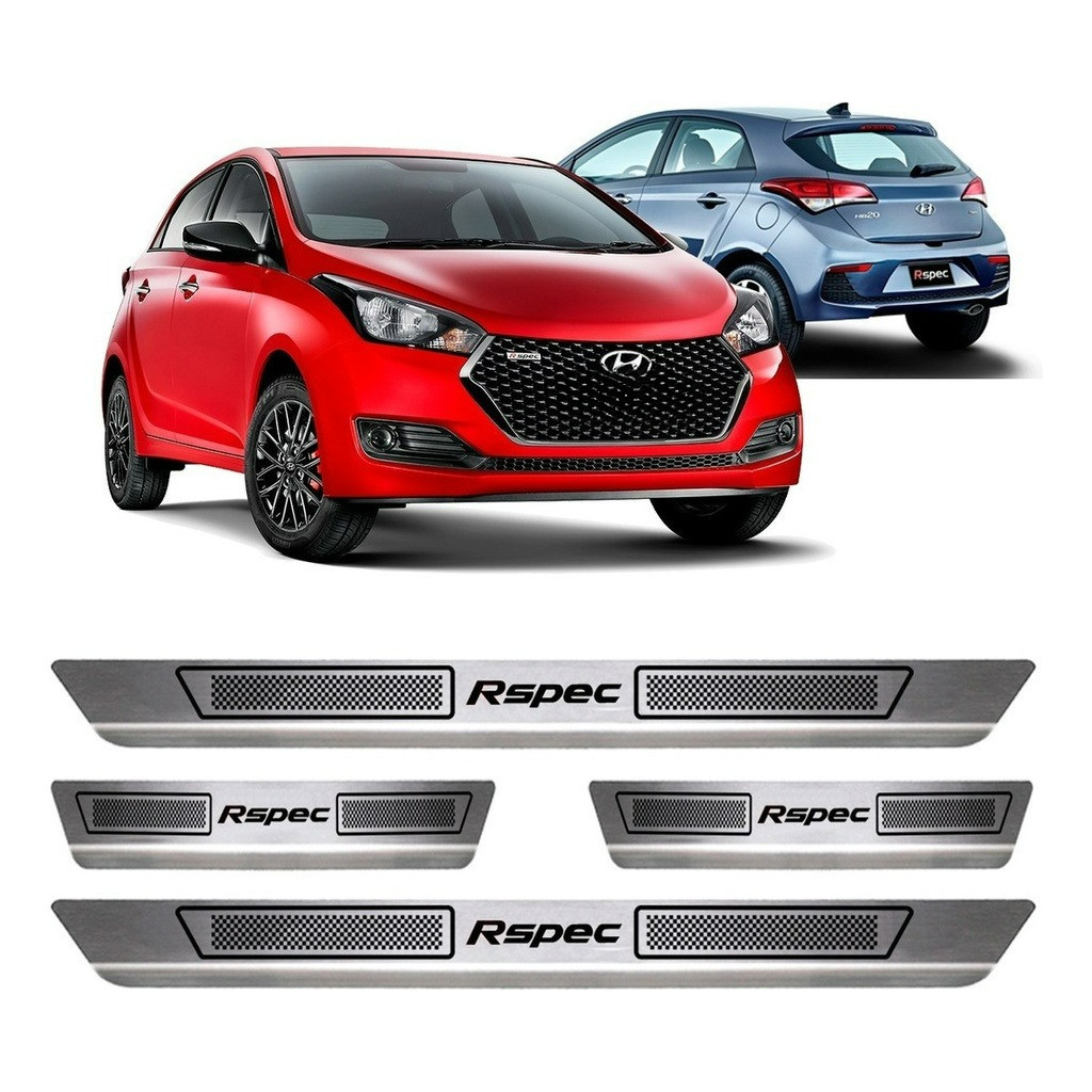 Soleira De Porta Aço Inox Escovado Hyundai Hb20 R-Spec