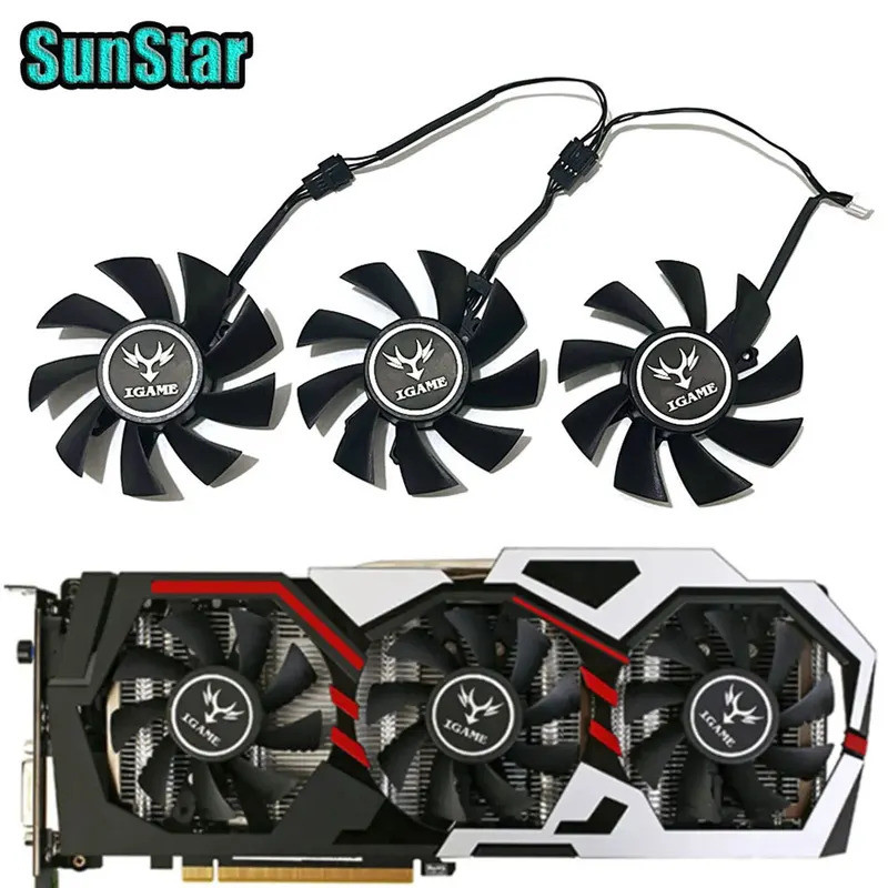 Novo 75MM 4PIN GTX 1070 1080 GPU Ventilador De Refrigeração Para Colorido iGame GeForce 1060 1070 1070TI 1080 960 Placa