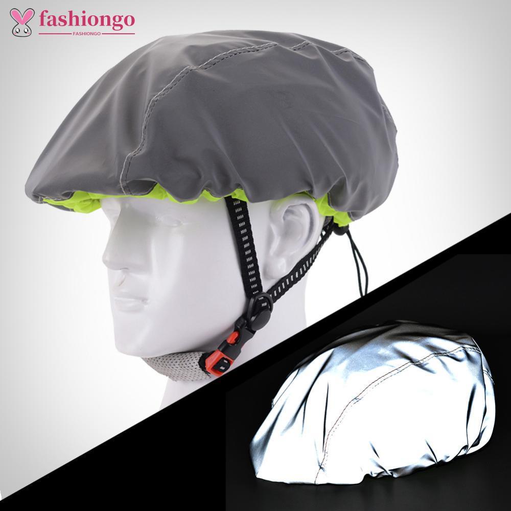 FASHIONGO Capa De Capacete De Bicicleta Totalmente Reflexiva À Prova D'água Segurança Noturna Ciclismo Chuva Ao Ar Livre