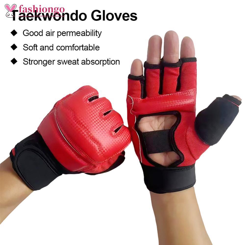 FASHIONGO Meio Dedo Luvas De Boxe Couro Do Plutônio MMA Luta Kick Karate Muay Thai Treinamento Treino A5U8