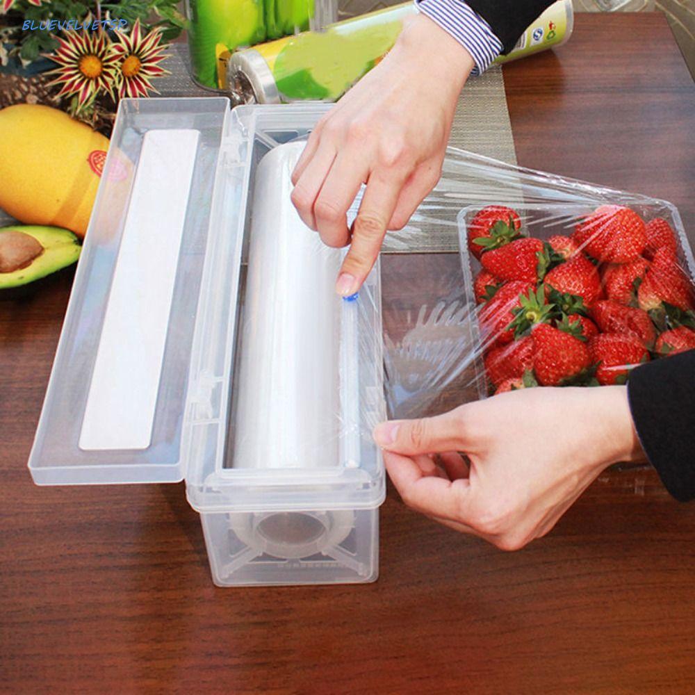 BLUEVELVETSP Dispensador De Envoltório De Plástico Reutilizável , 1 Peça , Ferramenta De Cozinha Com Cortador Deslizante