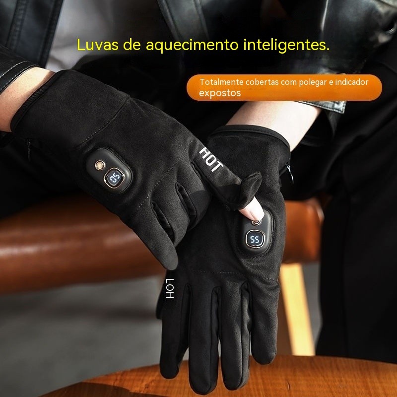 Novas luvas aquecedoras, luvas elétricas recarregáveis por USB, acessório de aquecimento para as mãos no inverno, unisse