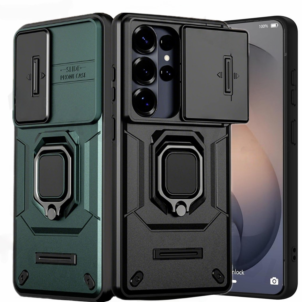 Capa Para Samsung Galaxy S26 S25 S24 S23 Ultra Plus A17 A26 A36 A56 A15 A35 A55 Slide Câmera Suporte Armadura