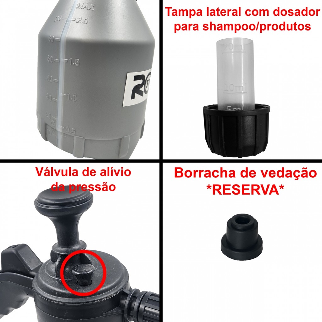Snow Foam Pulverizador Manual Shampoozeira 3 Em 1 Água, Químicos E Espuma · foto 2