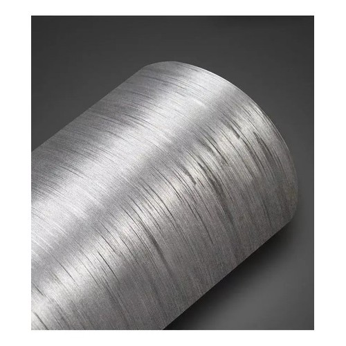 Adesivo Envelopamento Vinil Prata Tipo Inox Aço Escovado 1 Mt Largura X 1 Mt Comprimento Prata Escovado