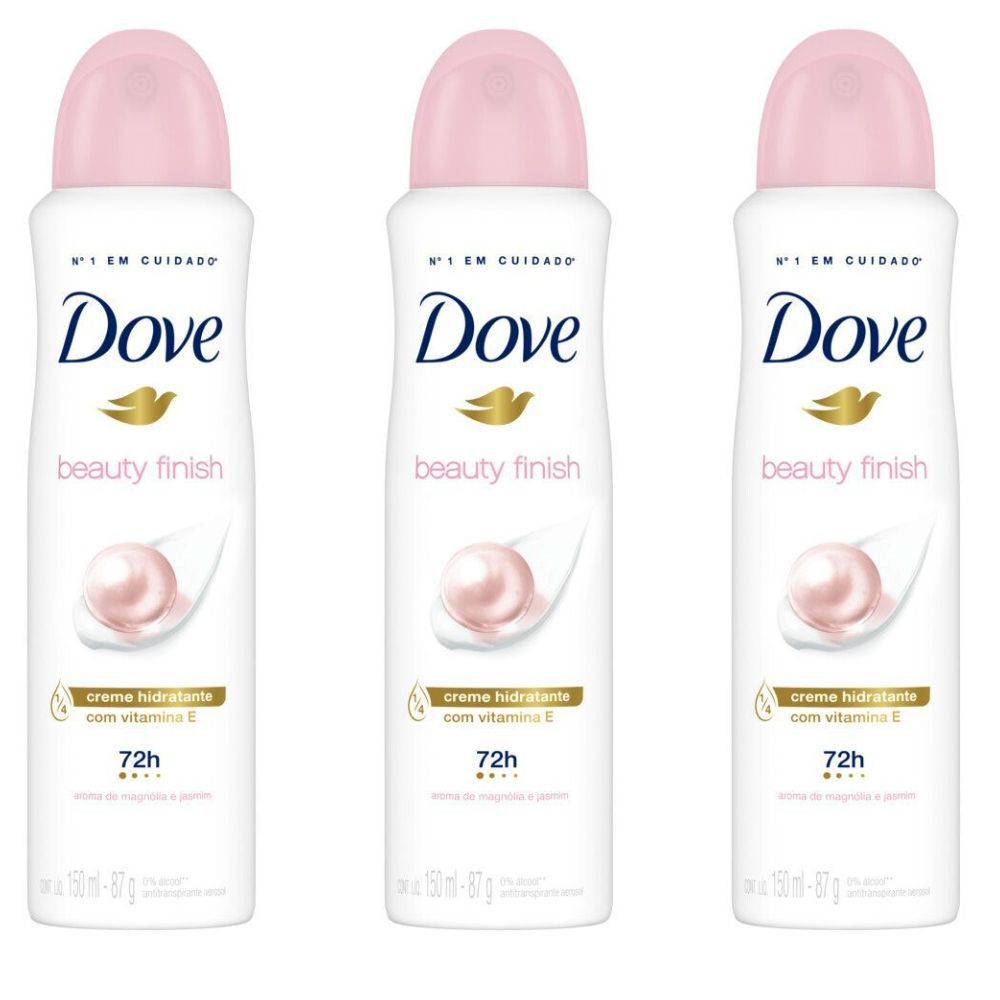Kit 3 Desodorante Antitranspirante Aerosol Dove Beauty Finish 150ml