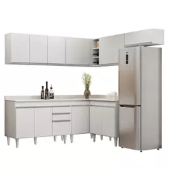 Armário de Cozinha Modulado de Canto 7 Peças CP20 Balcão com Tampo Branco - Lumil