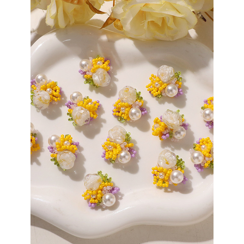 Rosa pequena flor Cluster frisado flor bola Super fada botão capa camisa abotoaduras botões femininos capa decorativa ca