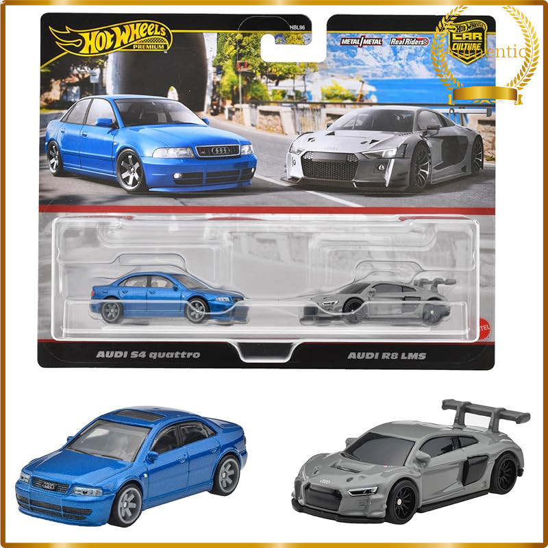 Hot Wheels Premium 2-Pack Audi S4 Quattro & Audi R8 LMS JDY82 1:64 Die-Cast Cars