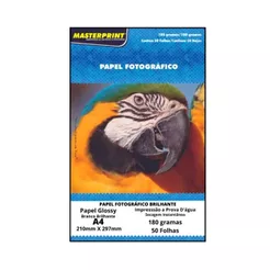 Papel Fotográfico 180G Glossy (Brilhante) 50Fls A4 Sem Adesivo - MASTERPRINT
