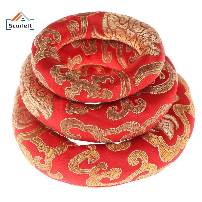 [Scarlett] Almofada De Seda Vermelha De 8/10/12 Cm Tigela De Som De Buda Para Canto Tibetana No Nepal Produtos De Budism