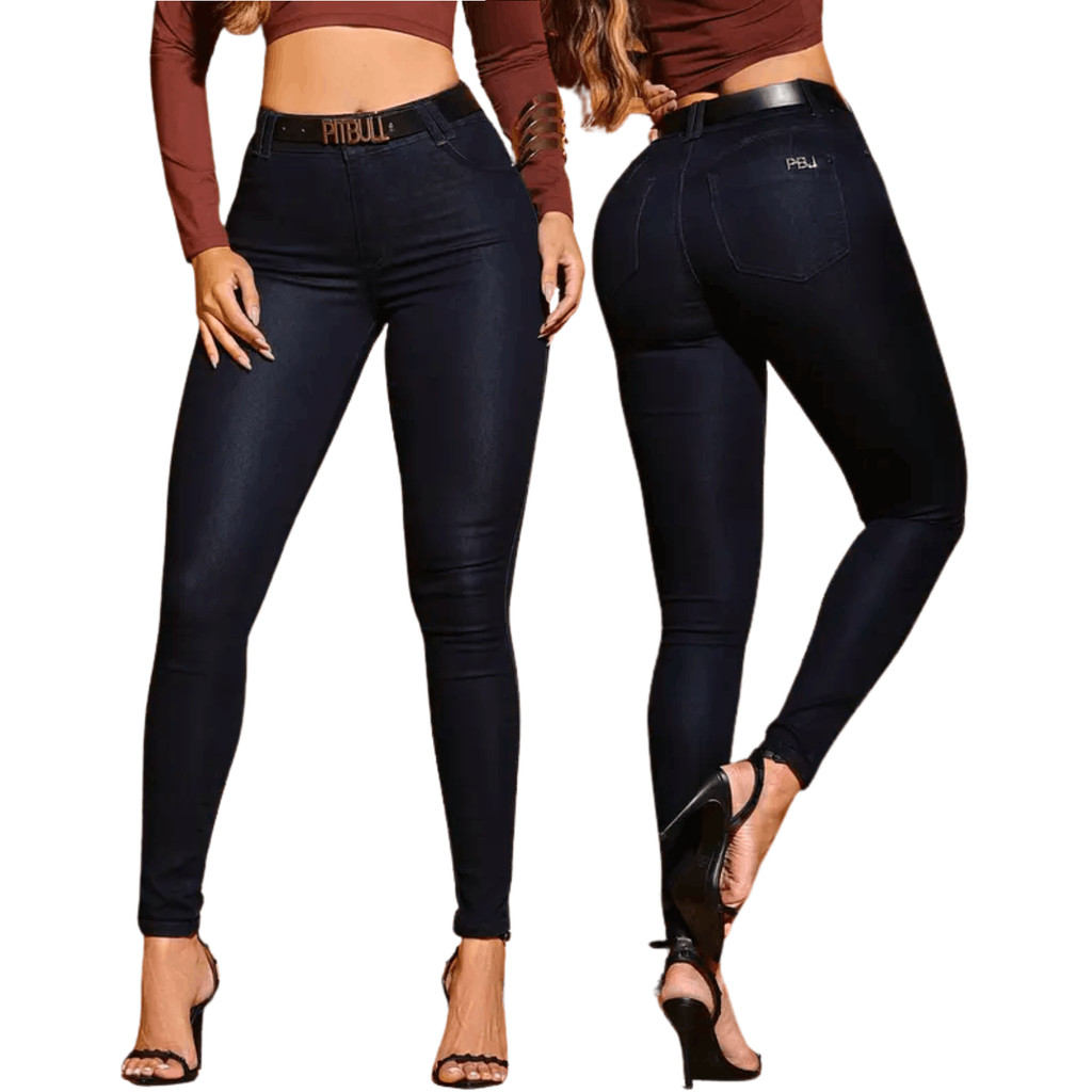 Calça Jeans Hot Pants Feminina Pit Bull Modeladora Cintura Alta Real Bundex Jeans Premium Conforto