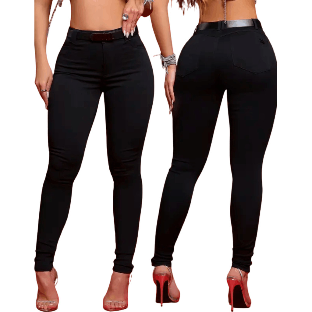 Calça Jeans Hot Pants Feminina Pit Bull Modeladora Corpo Real Cinto Bundex Jeans Premium Conforto