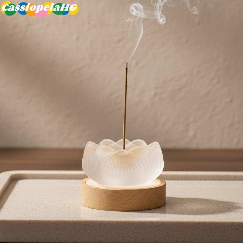 (Cassiopeiahg) Suporte De Incenso De Lótus De Vidro Cristal Para Decoração De Casa Elegante Fragrância Sti Display Novo