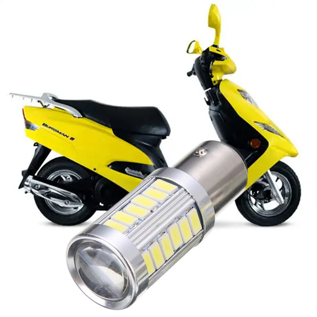 Lampada Ultra LED Luz de Freio e Lanterna Traseira P21/5W Moto Motocicleta Suzuki Burgman 125 Injetada 2012 a 2019