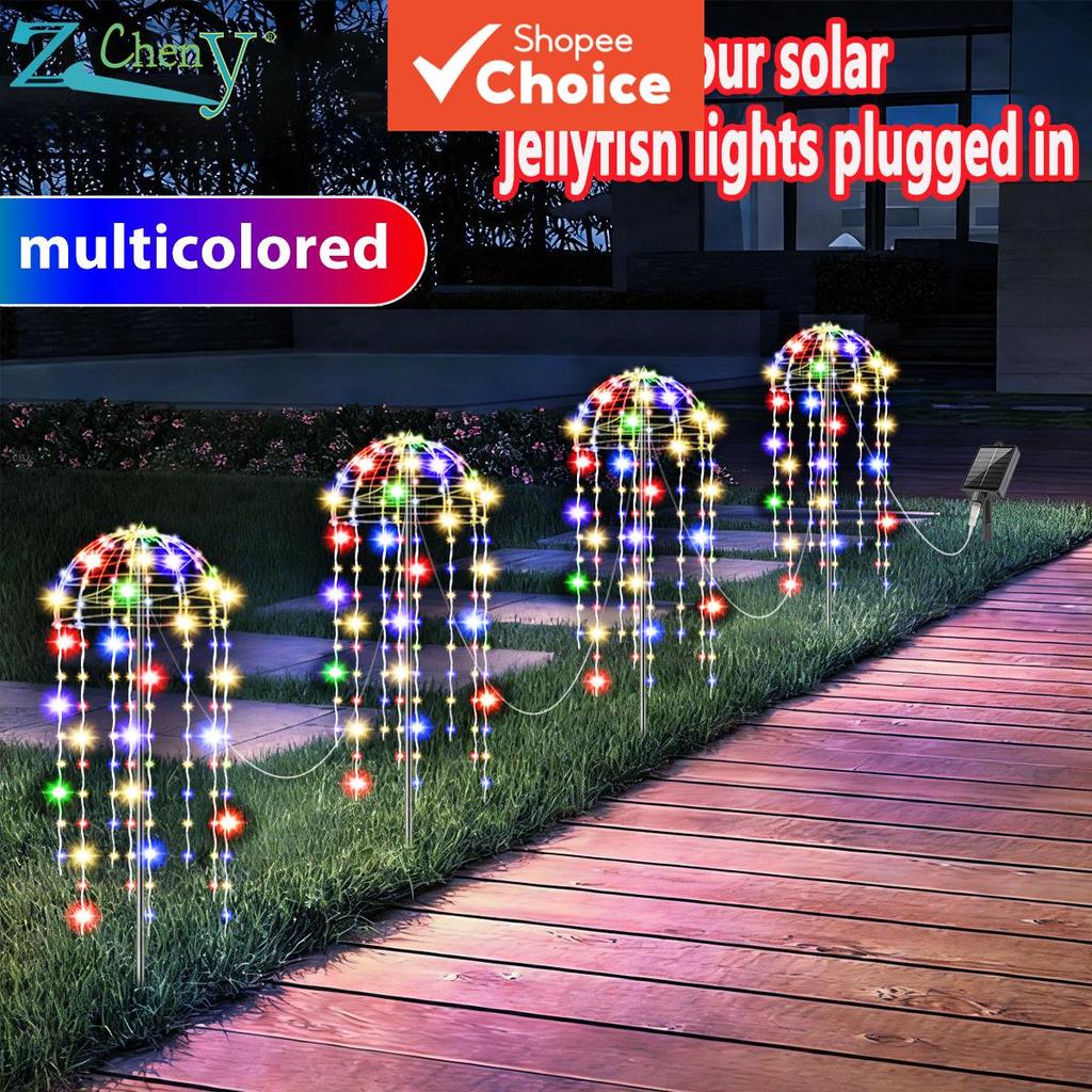 Conjunto de 4 luminárias solares de quintal – modelo de chão, com 8 modos de iluminação, adequado para iluminação