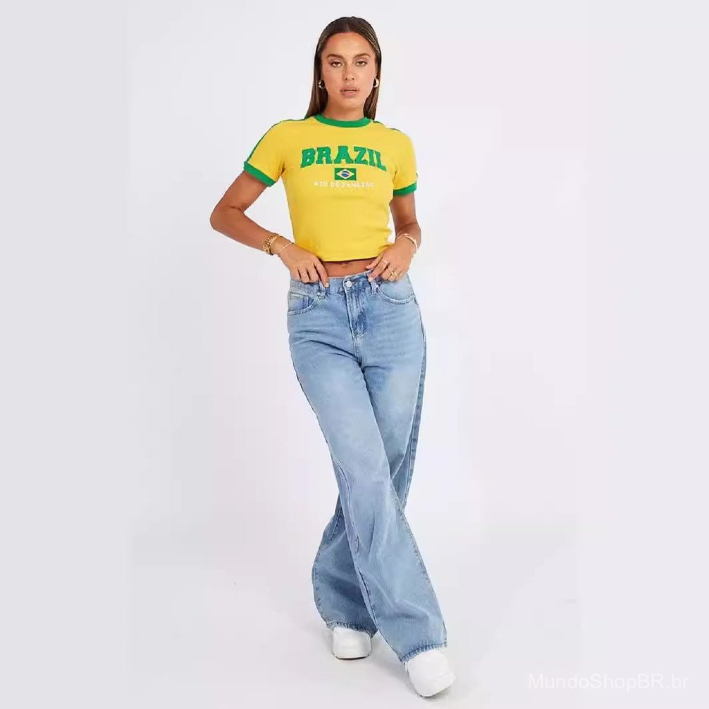 Novo top Y2K sexy e ajustado com bordado de letras personalizado, camiseta pullover retrô e moderna ADY2