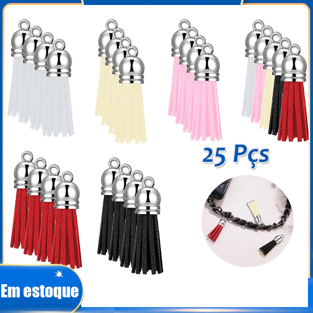 25peças de chaveiro com borlas pingente de bolsa de borla feminina para bolsa de mão faça você mesmo