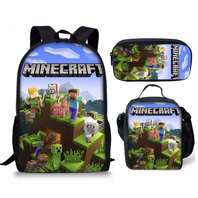 Minecraft mochila escolar estudante da escola primária mochila infantil grande capacidade Anime Cartoon mochila.