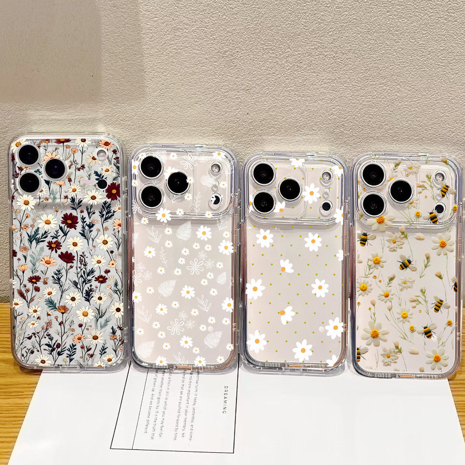 Capa De Celular Fofa Com Flor De Margarida Branca Para Samsung Galaxy A57 A17 A56 A36 A26 A55 A16 A15 A07 A06 A54 A53 Si