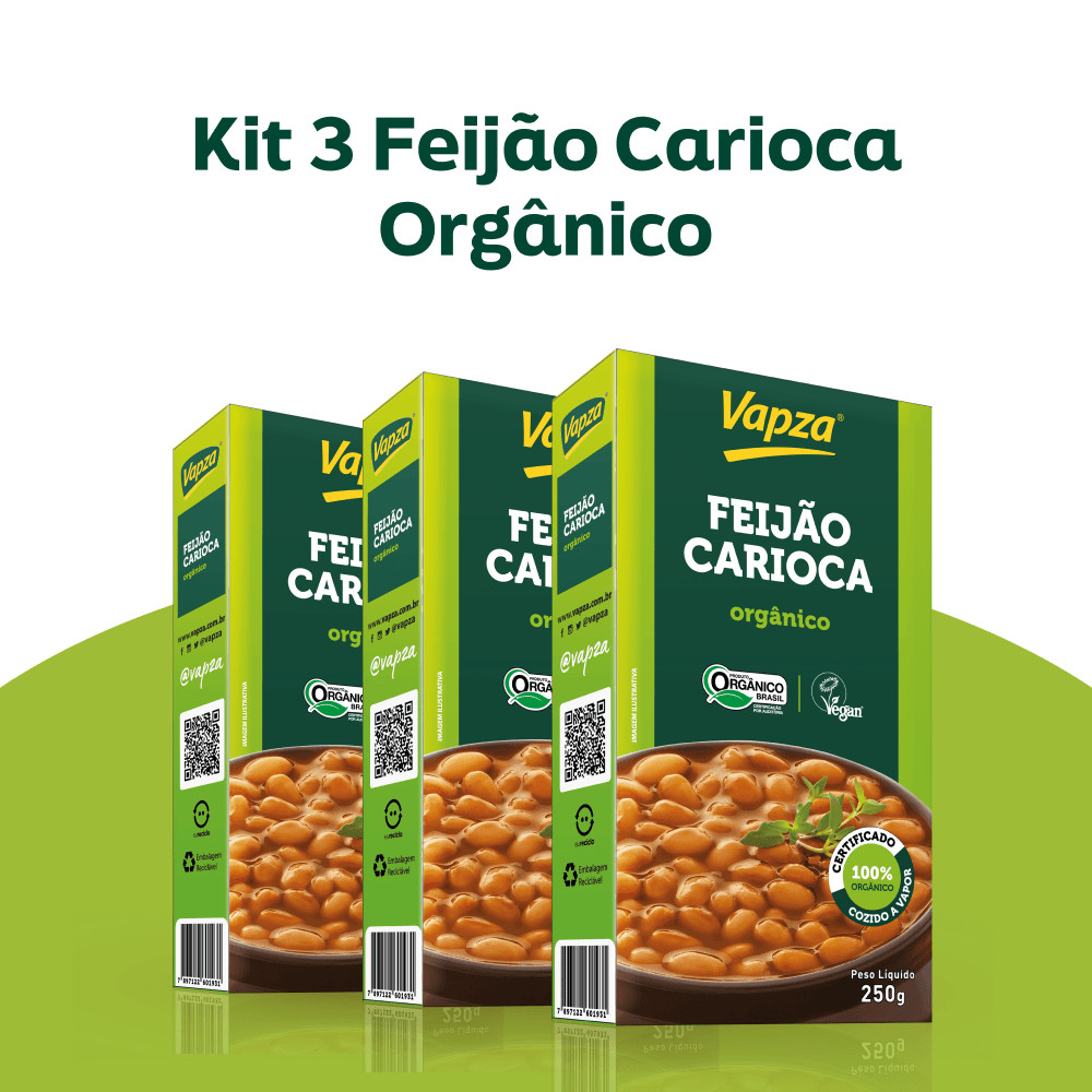 Imagem Kit 3 Feijões Carioca Orgânicos 250G Vapza