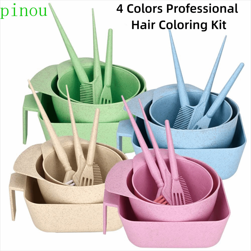 PINOU 6 Peças Kit De Coloração De Cabelo Profissional , Conjunto De Ferramentas De Tintura DIY De 4 Cores Escova De Tige