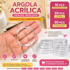Kit 10 20 30 Argolas Acrílicas Transparentes Várias Medidas Para Chaveiro Artesanato Amigurumi Porta Guardanapo