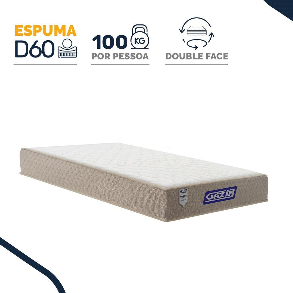 Colchão Gazin de Espuma D60 Double Face Force PLUS Solteiro 88cm