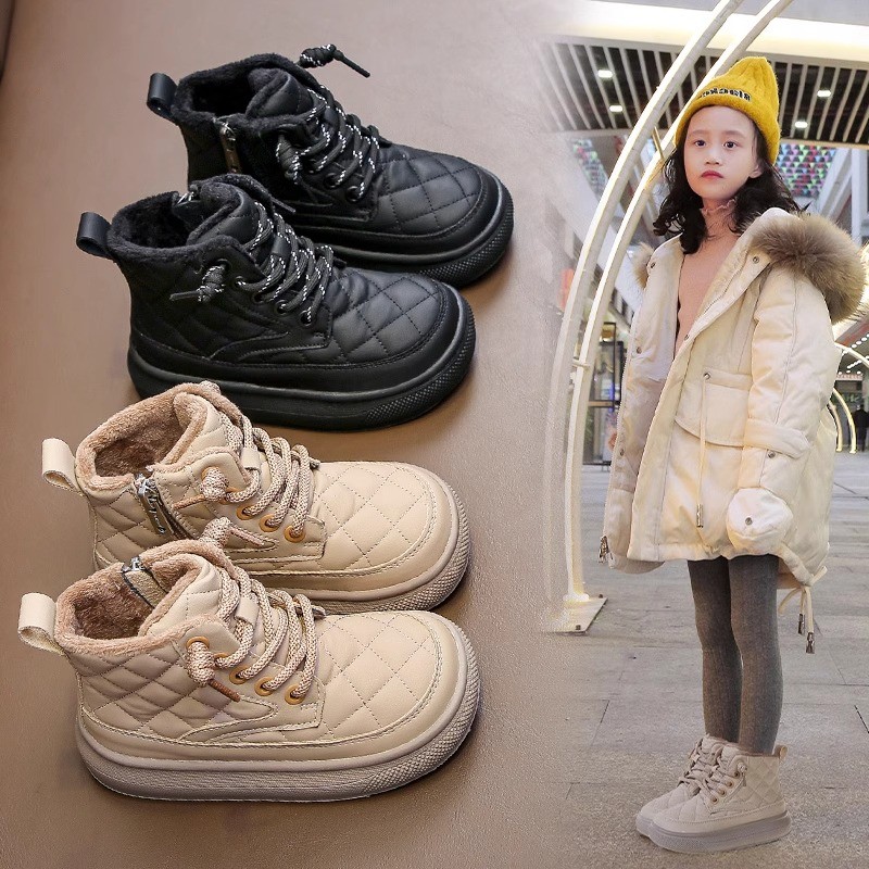 2025 inverno novo estilo crianças botas Retro meninas botas curtas sapatos de algodão quente meninas britânicas botas de