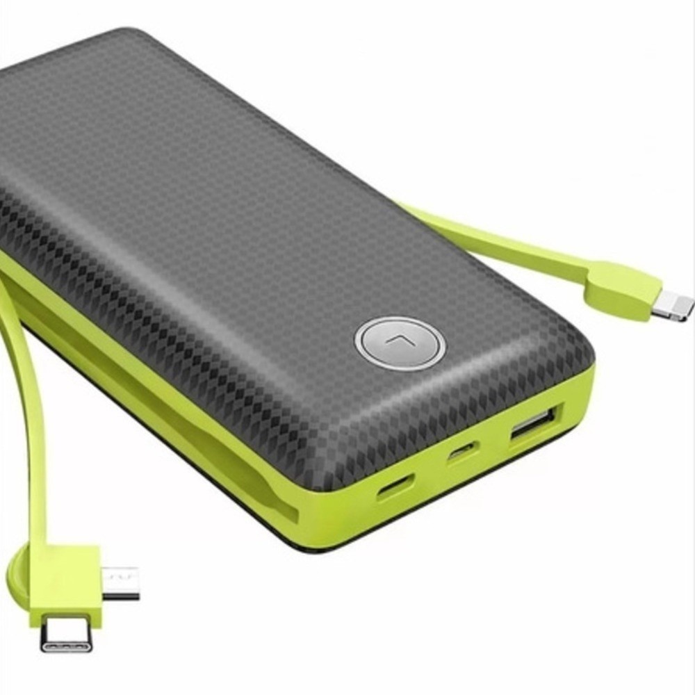 Carregador Portátil Power Bank 20000mAh Bateria Externa com Indicador LED e Chip Inteligente para Celular
