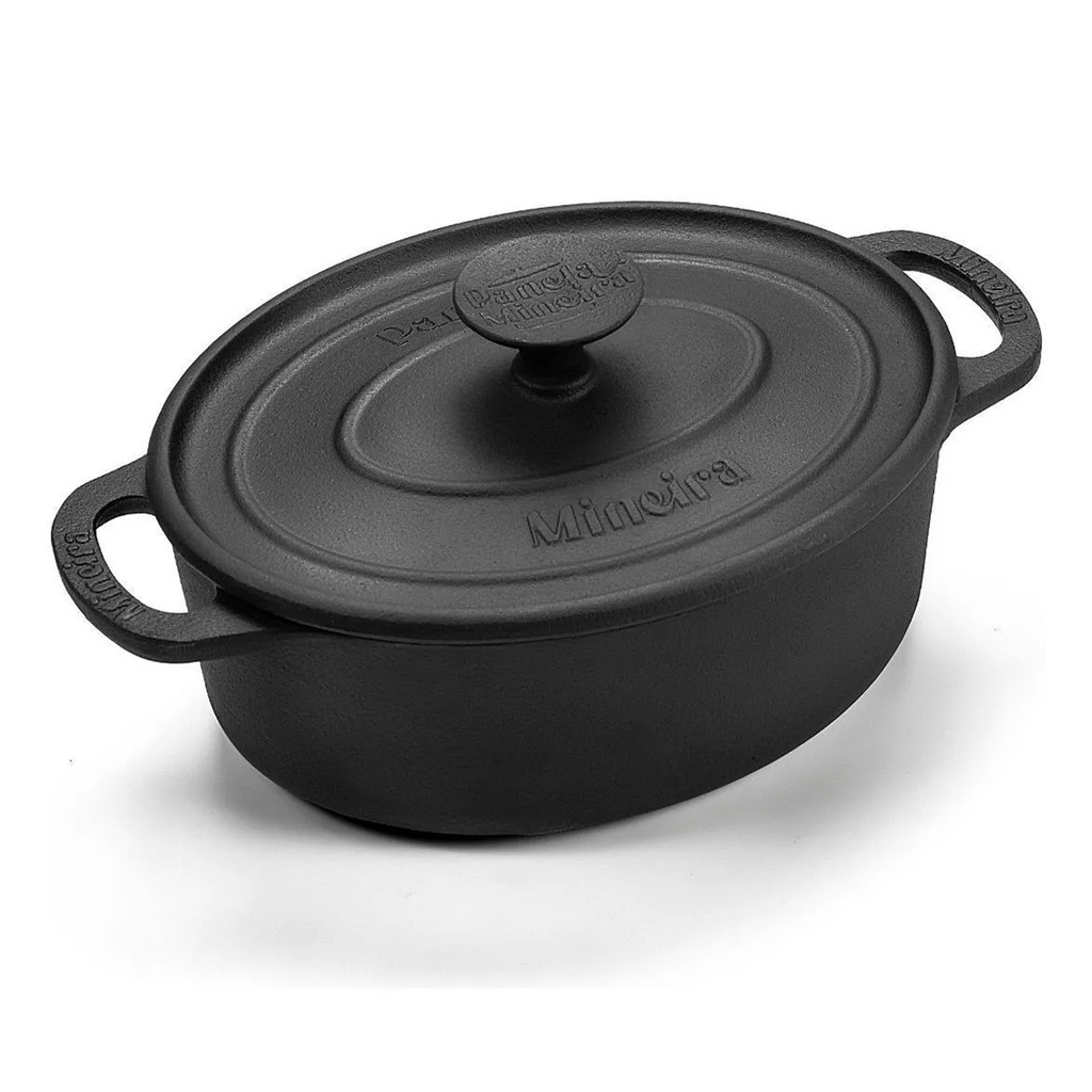 Caçarola Oval 26cm de Ferro Fundido com Tampa Fogão de Indução 3,5L