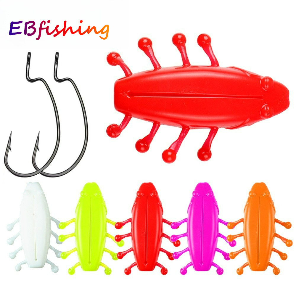 5pcs BOXXED 7cm/13g Pesca Soft Sapo Isca Iscas Macias Peixe Em Forma De Tadpole Com Gancho De Manivela
