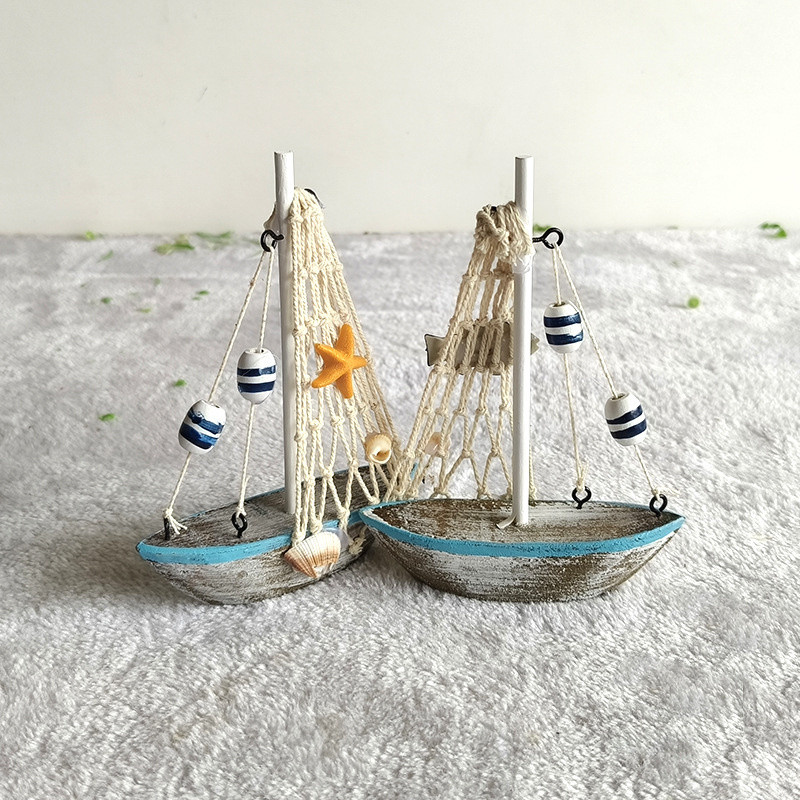 Ornamento De Veleiro Pequeno Estilo Vintage Mediterrâneo Decoração De Barco De Mesa Para Casa