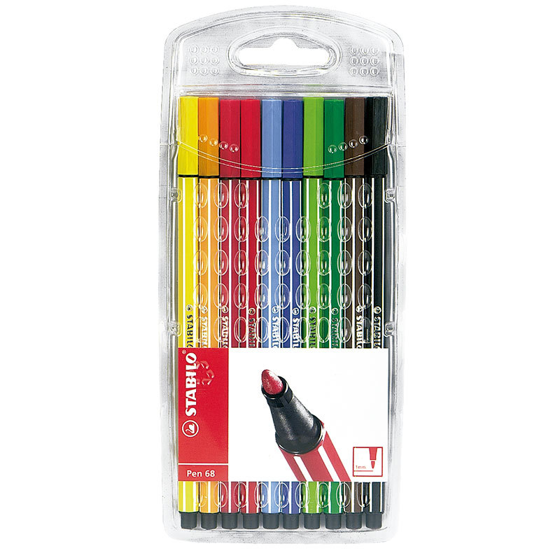Caneta hidrográfica Pen 68-6810 estojo com 10 unidade Stabilo