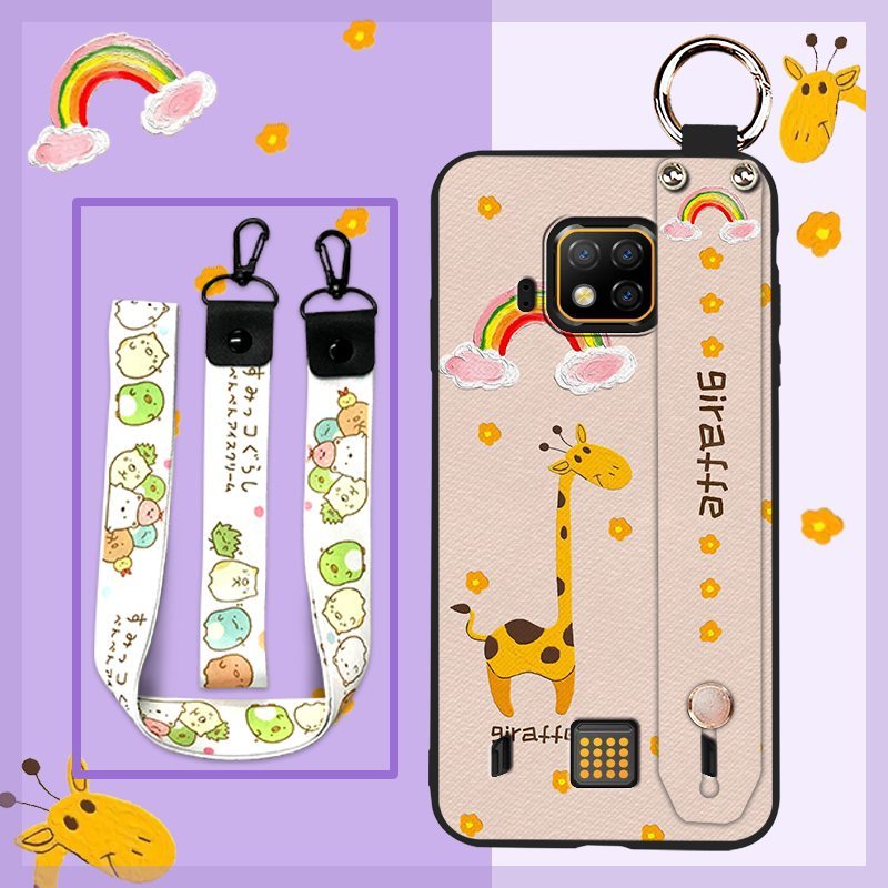 Capa De Telefone Com Alça De Pulso Para Doogee S95 Kickstand Anel Anti-Poeira À Prova De Choque Desenho Animado Silicone