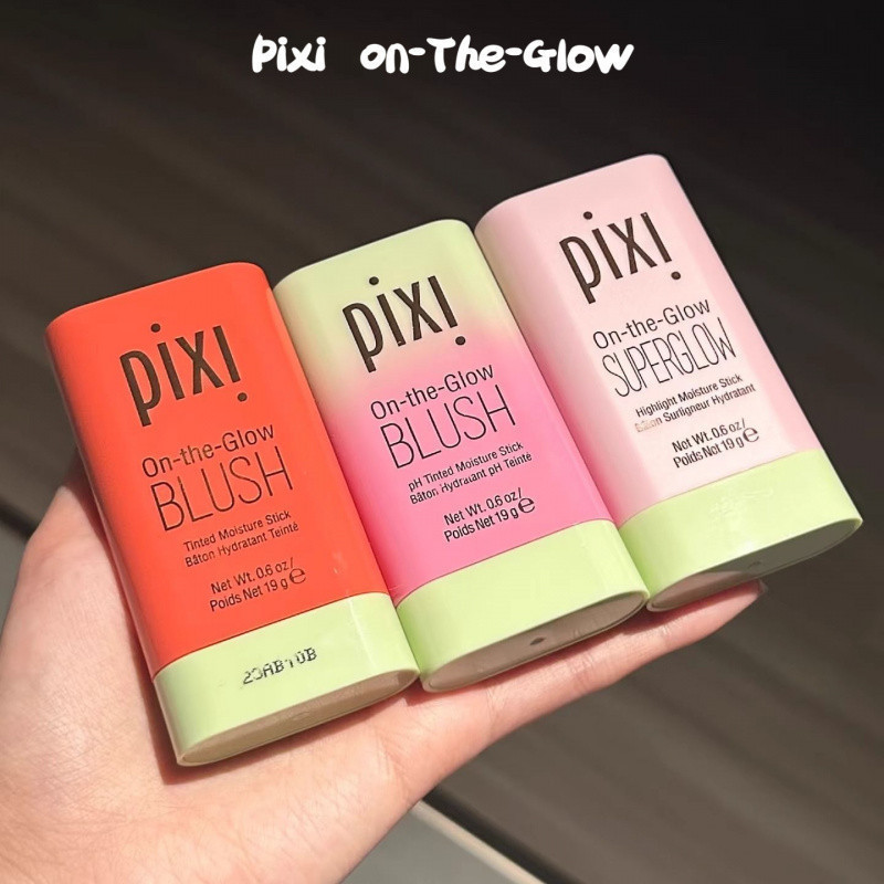 Pixi On-The-Glow Blush Contour Stick Lip And Cheek Descoloração De Dupla Finalidade Iluminar Hidratante Lábios E Bochech