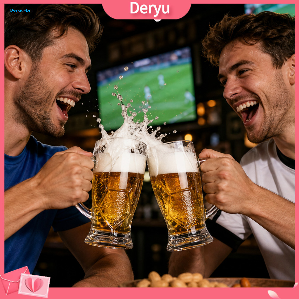 Beer Mug Thickened Glass 500ml Large Soccer Embossed Football Lead-free Cup for Home Bar Perfect Gift for Sports Fans in