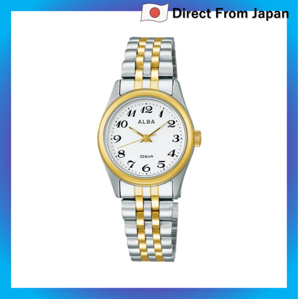 Relógio feminino Seiko Alba, quartzo, aço inoxidável, resistente à água para uso diário (10 ATM), analógico, bicolor (AE