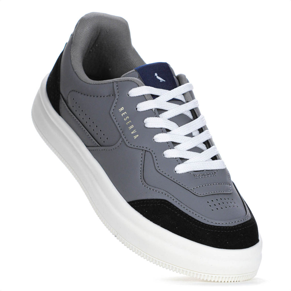 Tênis Reserva Troy Camurça Cinza e Preto - Masculino