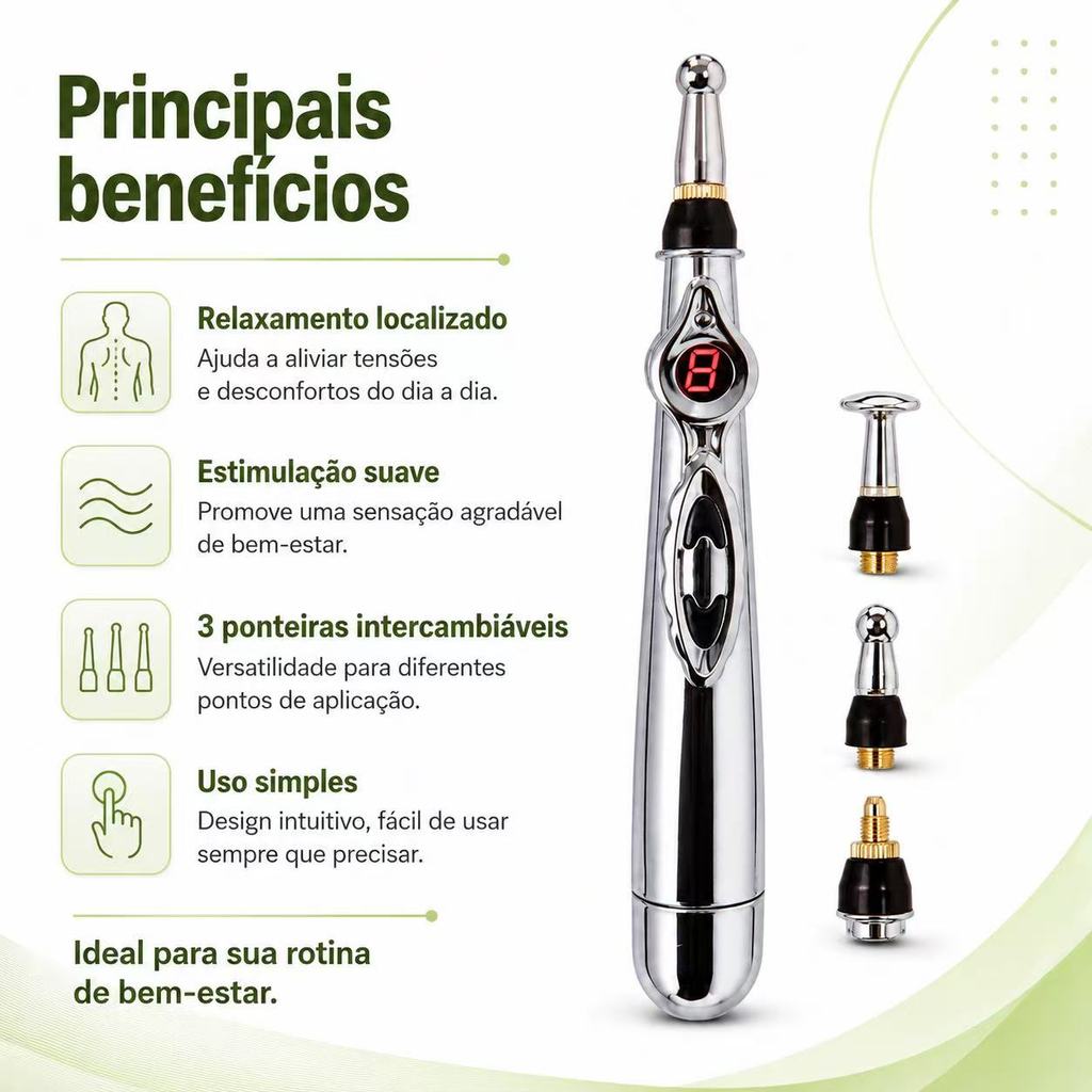Caneta Acupuntura Alivio Massageadora Dores Estimulação Pontos Meridiona Corporal Relaxamento