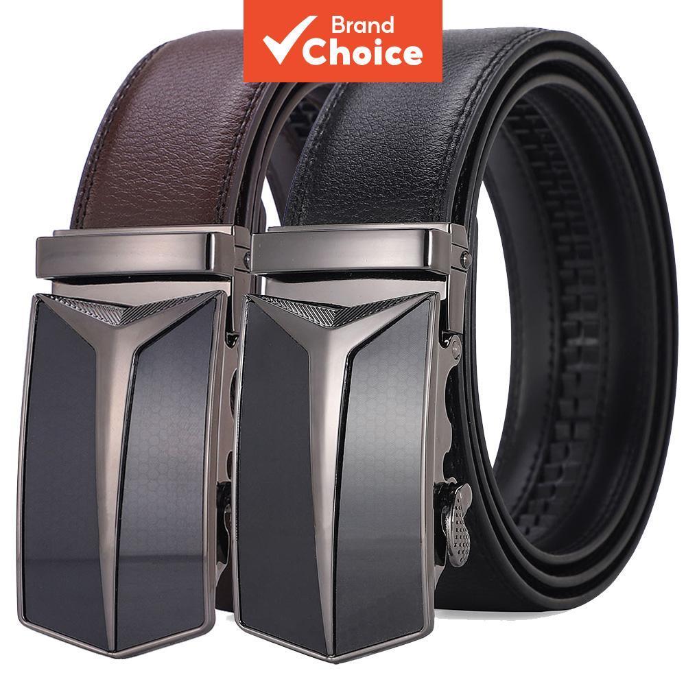 Cinto Masculino De Couro Genuíno Com 3.5 Cm De Largura , Fivela Automática De Liga , Moda Empresarial , Preto , Marrom
