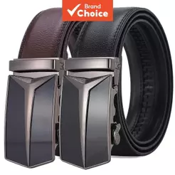 Cinto Masculino De Couro Genuíno Com 3.5 Cm De Largura , Fivela Automática De Liga , Moda Empresarial , Preto , Marrom