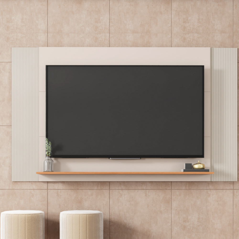 Painel Para Tv Até 65 Polegadas 3 Em 1 Jace Bege