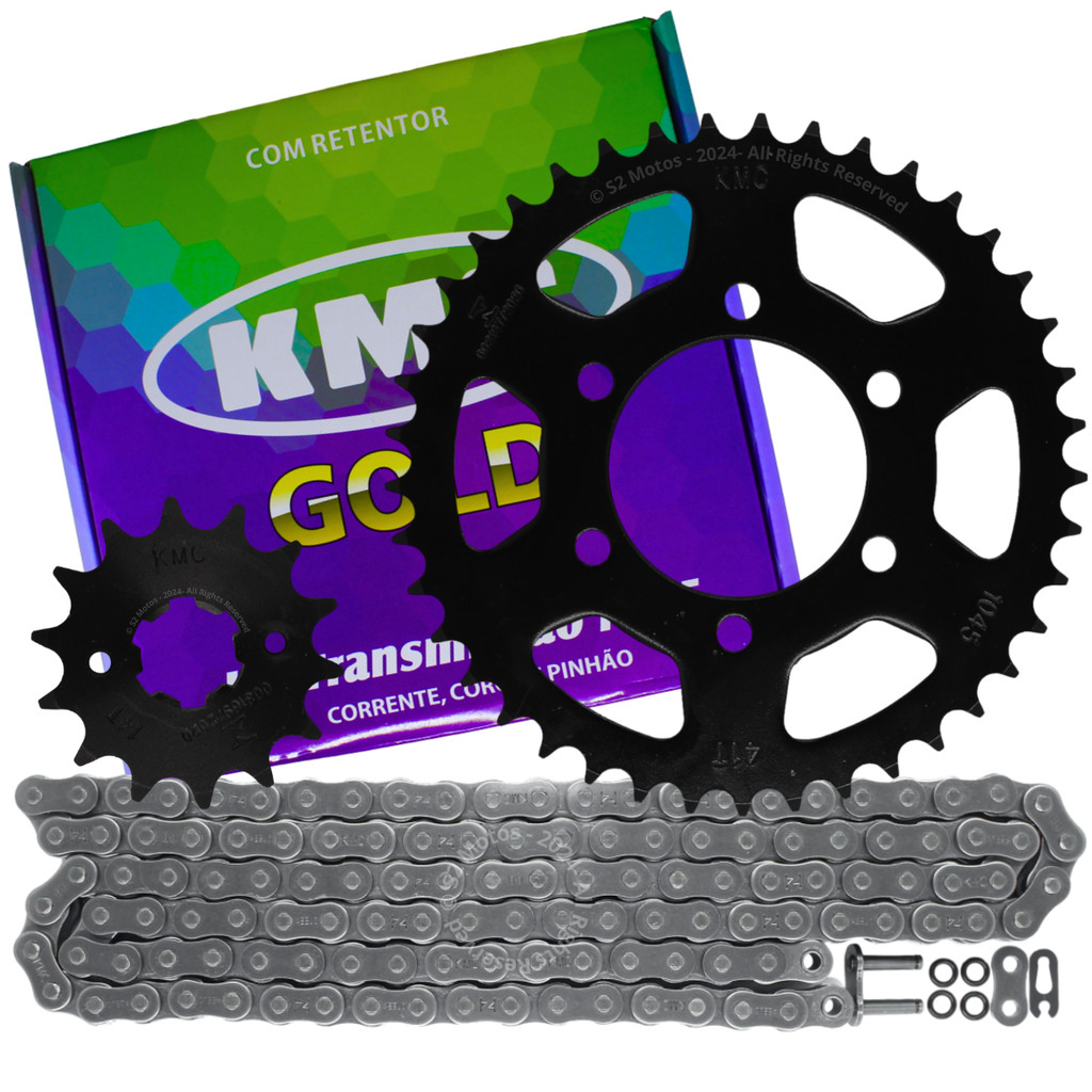 Kit Relação Xtz150 Crosser150 2014/2025 (Com Retentor) Aço1045 Reforçada - 80455 - Kmc Gold