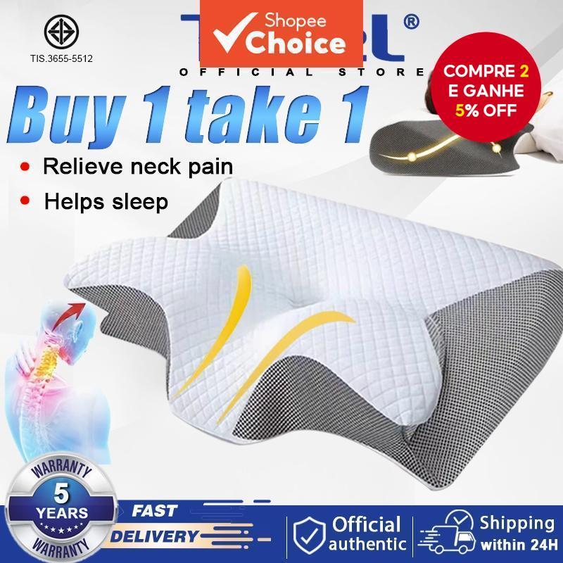 Travesseiro de Pescoço Ortopédico Japonês de Espuma de Memória para Alívio da Dor Cervical, Ergonômico e Portátil